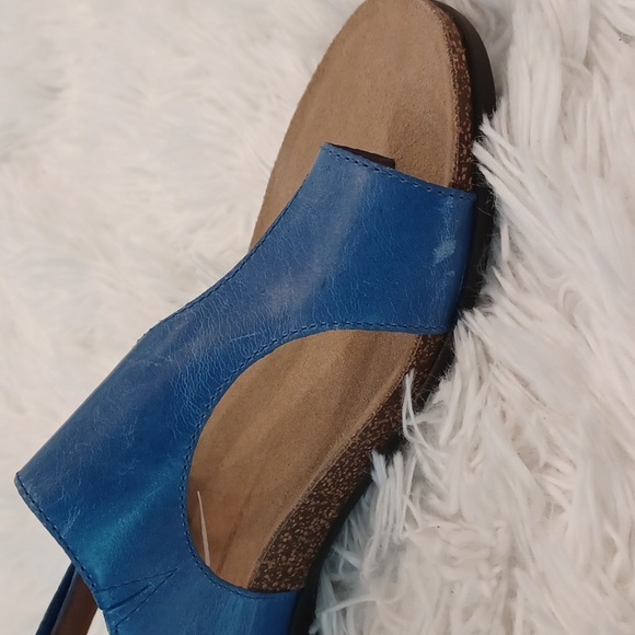 Dansko Reece Waxy Burnished Blue Leather Sandals Cork Footbed NEW SZ EU 40 - Picture 16 of 16